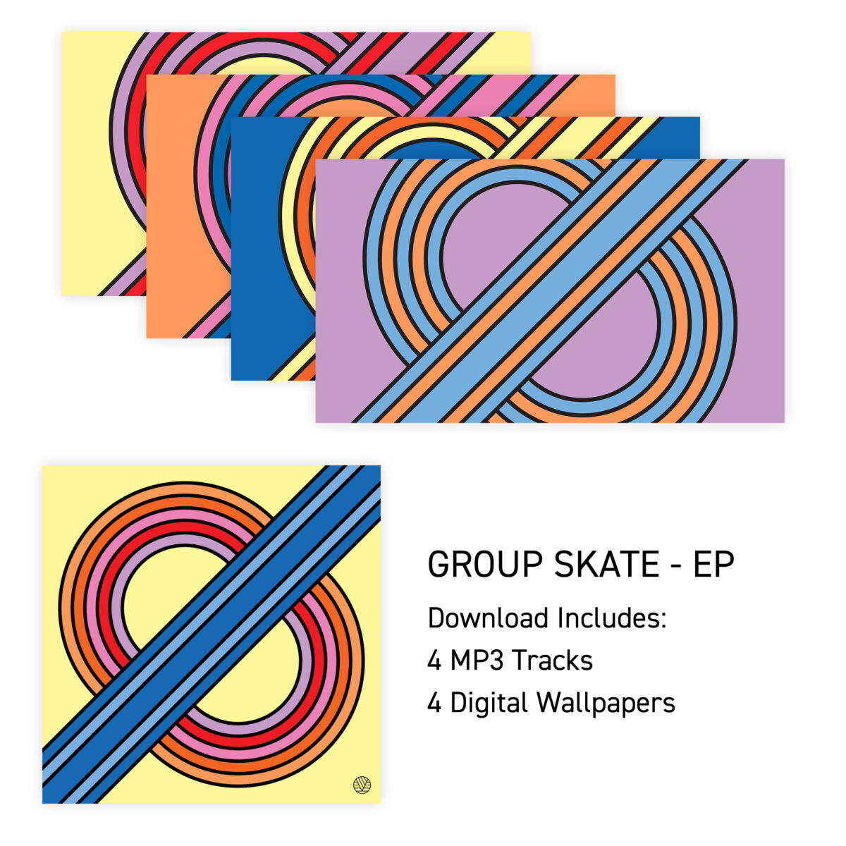 Group Skate EP digital download includes 4 MP3 tracks and 4 digital wallpapers.
