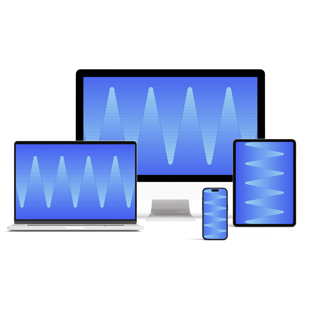 Desktop, laptop, tablet, and mobile phone with Polar Points digital wallpaper backgrounds.