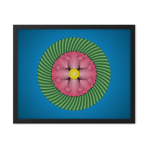16 inch by 20 inch Lotus Flower art print in a black frame
