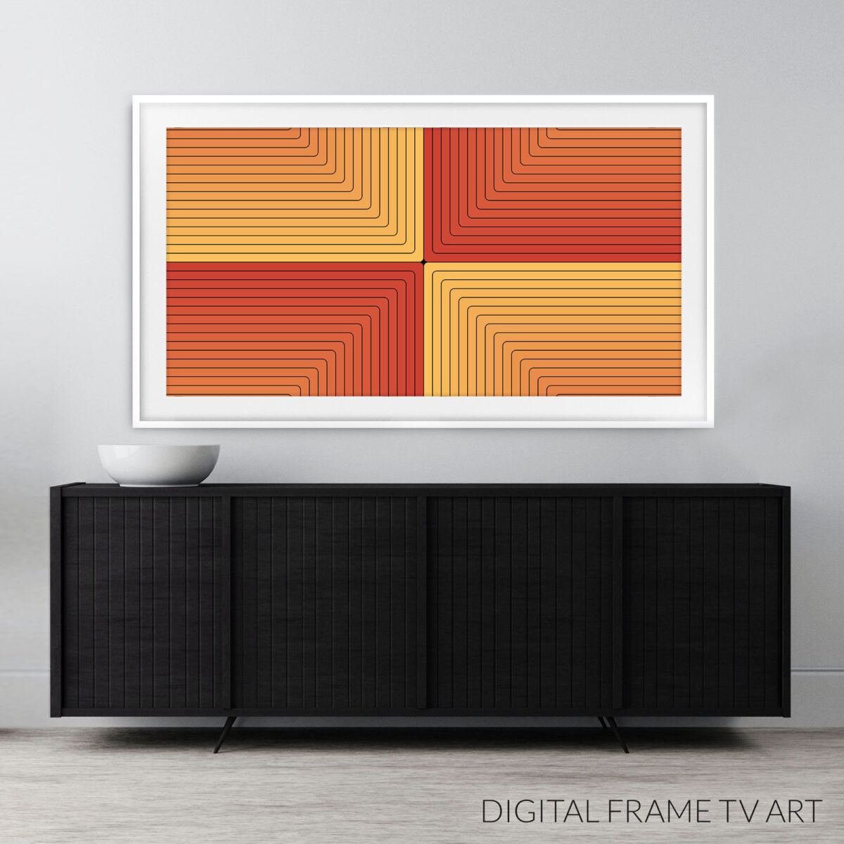 Scorcher digital wallpaper design on a large screen television.