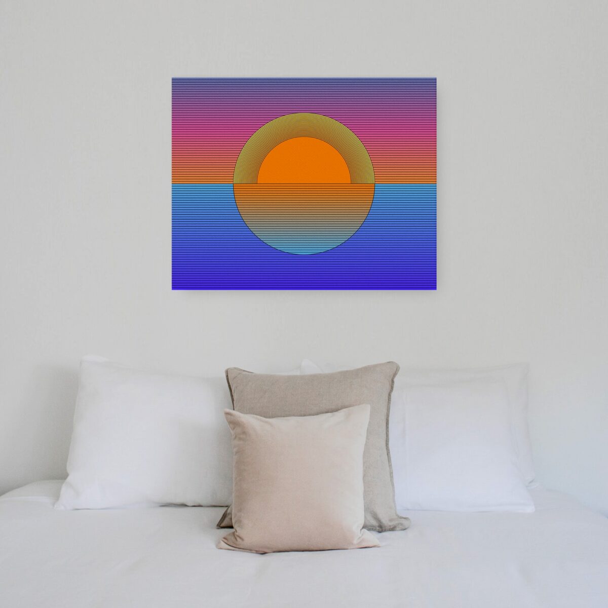 Sunset canvas print hanging on a wall