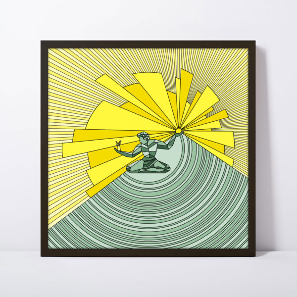 Photo of a Spirit of Detroit square framed art print.