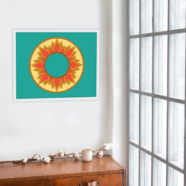Photo of a Solarium framed art print hanging on a wall over a side table.