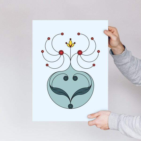 Photo of a person holding a Trillium art print.