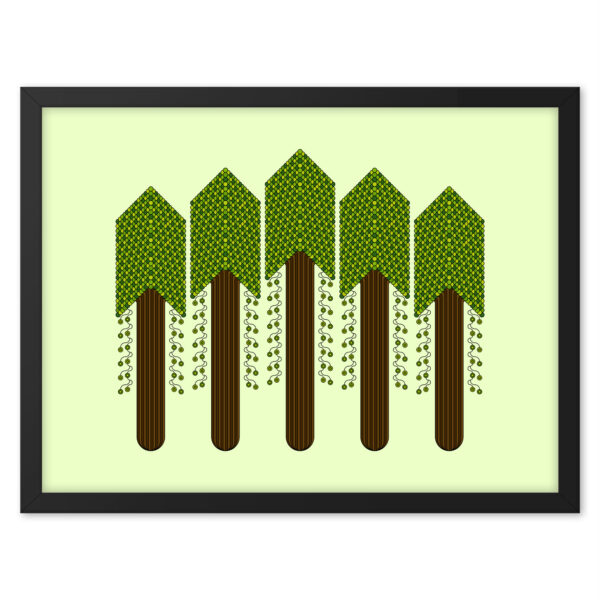 24 Inch wide by 18 inch tall Forest art print in a black wood frame.