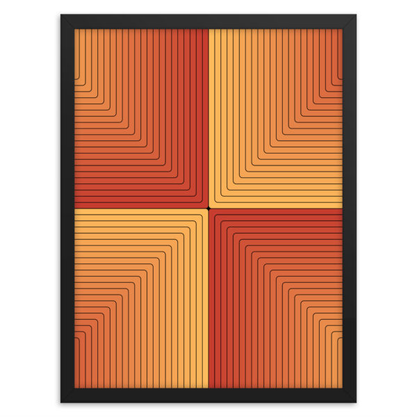 18 Inch wide by 24 inch tall Scorcher art print in a black wood frame.