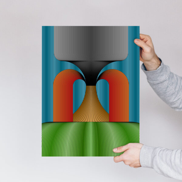 Photo of a person holding a Volcanic art print.